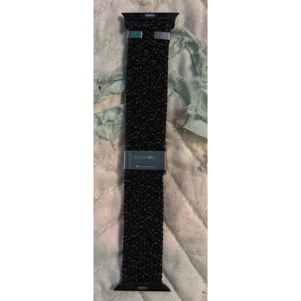 NEW Adjustable Nylon Stretch Black Speckled Band for Apple Watch 38mm/40mm/41mm